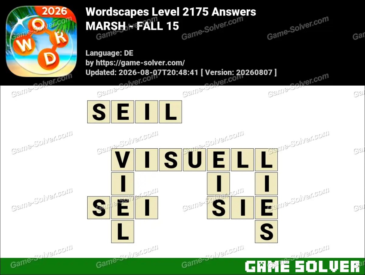 Wordscapes Deutsche Level 2175 Answers — MARSH - FALL 15 Wordscapes Deutsche Level 2175 Answers — MARSH - FALL 15