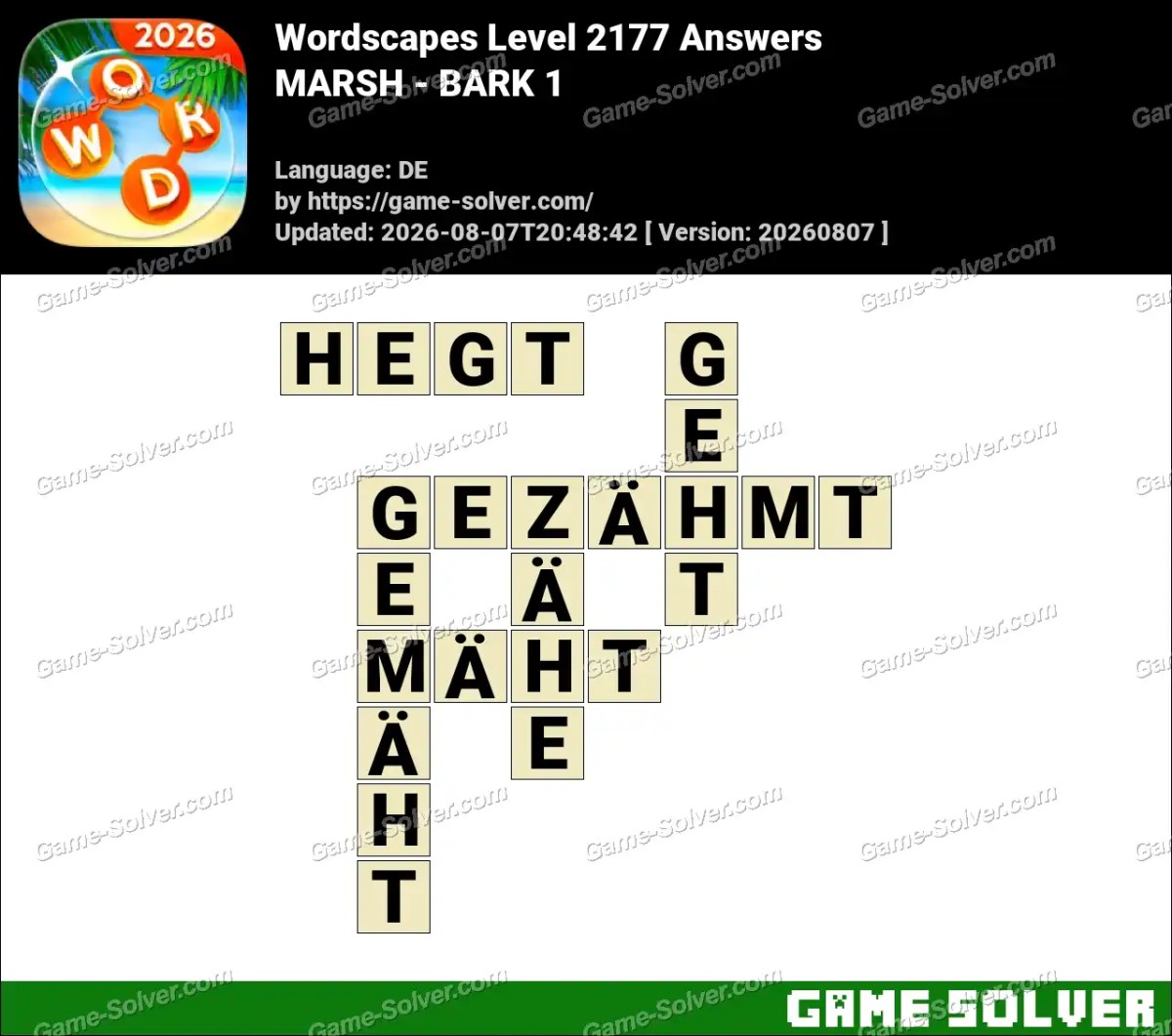 Wordscapes Deutsche Level 2177 Answers — MARSH - BARK 1 Wordscapes Deutsche Level 2177 Answers — MARSH - BARK 1