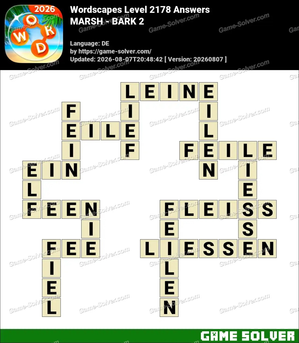 Wordscapes Deutsche Level 2178 Answers — MARSH - BARK 2 Wordscapes Deutsche Level 2178 Answers — MARSH - BARK 2