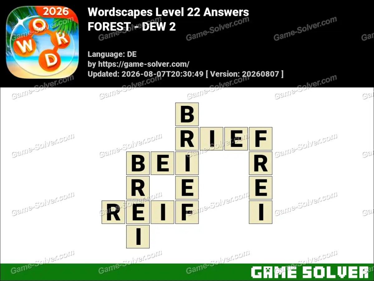 Wordscapes Deutsche Level 22 Answers — FOREST - DEW 2 Wordscapes Deutsche Level 22 Answers — FOREST - DEW 2