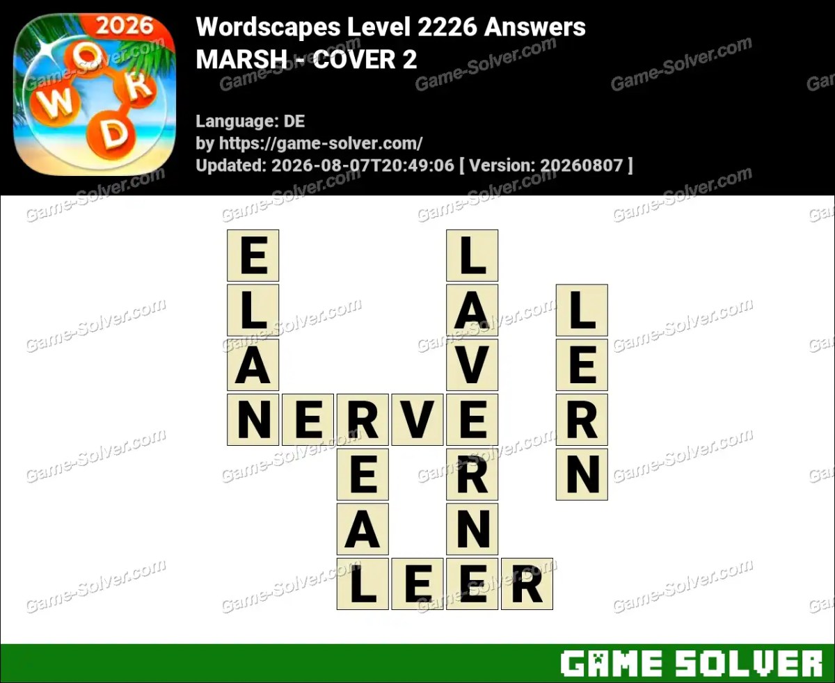 Wordscapes Deutsche Level 2226 Answers — MARSH - COVER 2