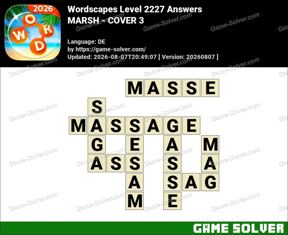 Wordscapes Deutsche Level 2227 Answers — MARSH - COVER 3