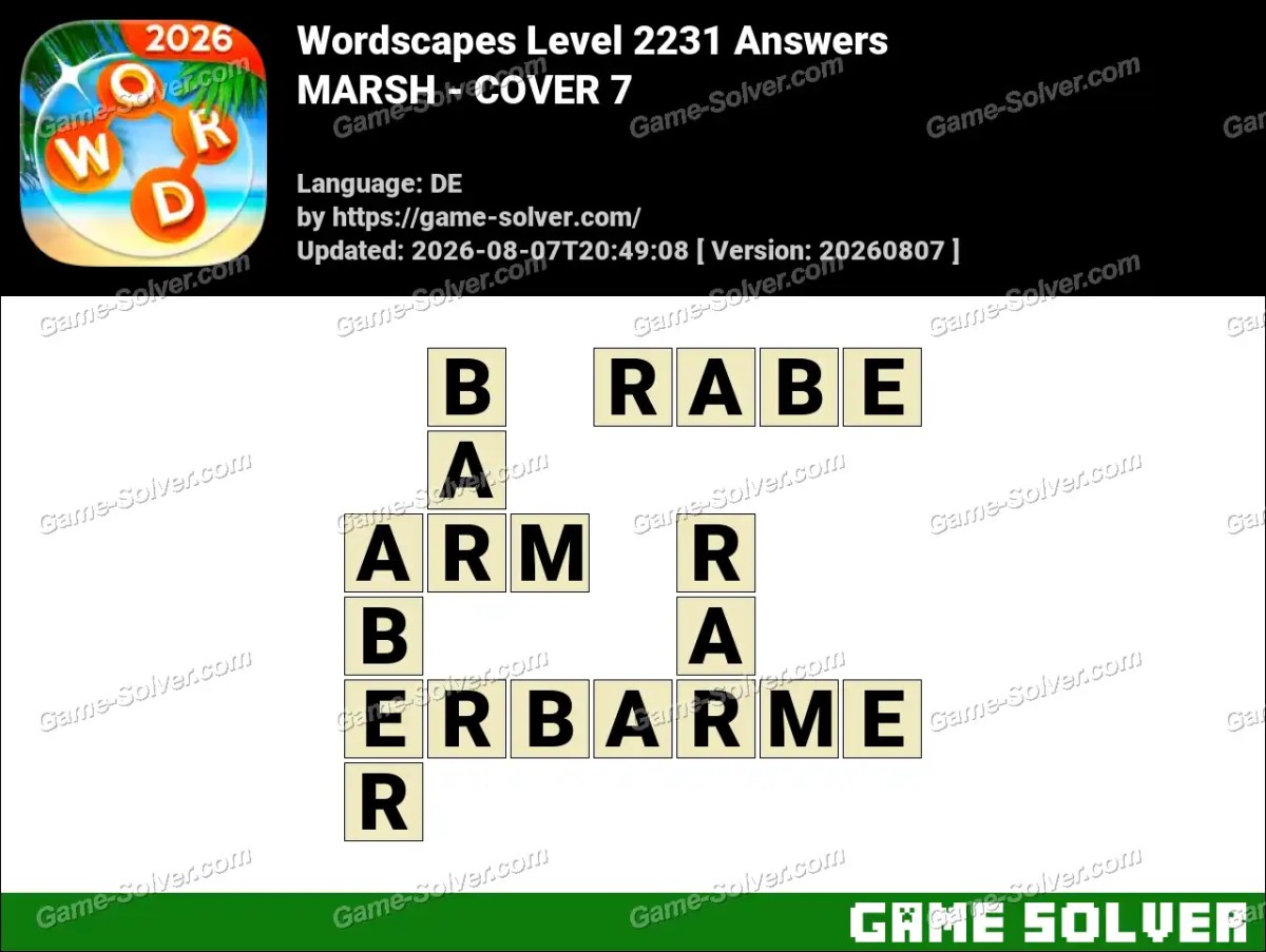 Wordscapes Deutsche Level 2231 Answers — MARSH - COVER 7