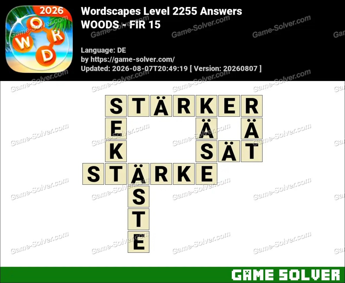 Wordscapes Deutsche Level 2255 Answers — WOODS - FIR 15 Wordscapes Deutsche Level 2255 Answers — WOODS - FIR 15