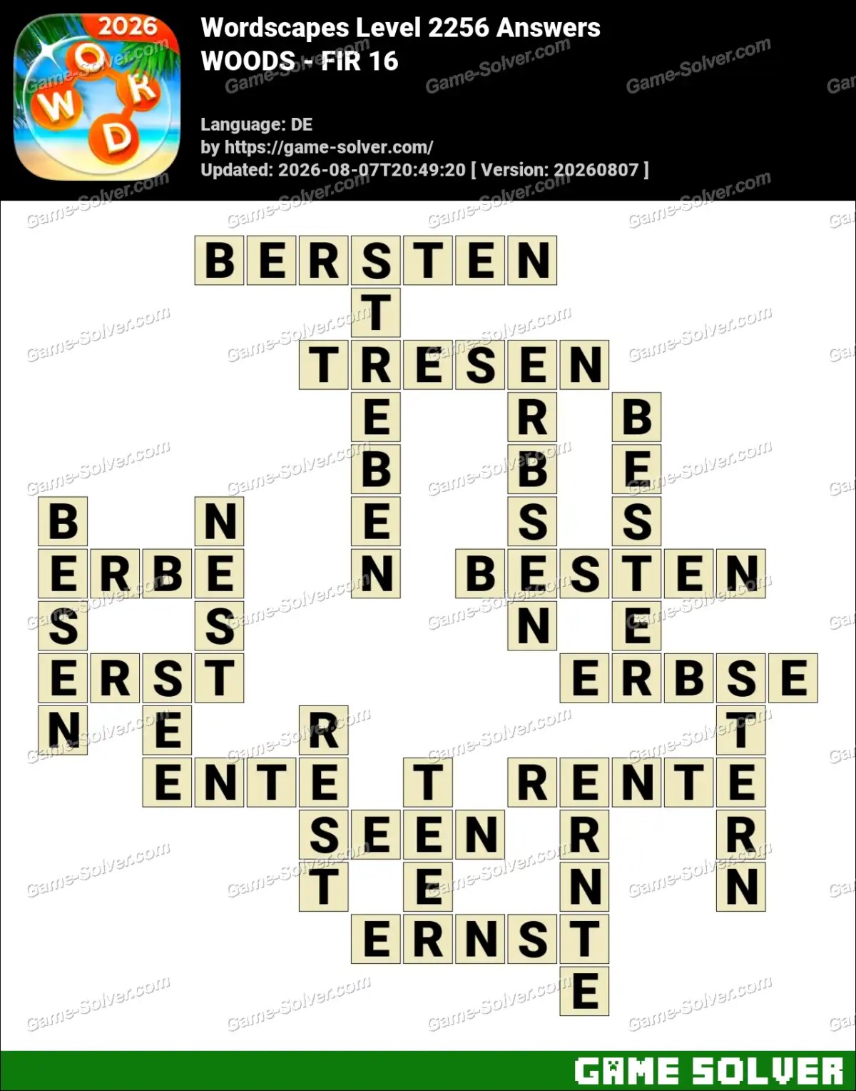 Wordscapes Deutsche Level 2256 Answers — WOODS - FIR 16 Wordscapes Deutsche Level 2256 Answers — WOODS - FIR 16