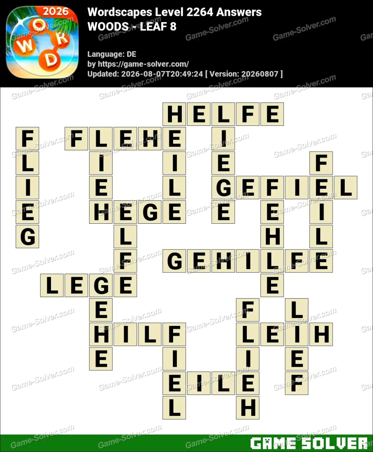 Wordscapes Deutsche Level 2264 Answers — WOODS - LEAF 8 Wordscapes Deutsche Level 2264 Answers — WOODS - LEAF 8