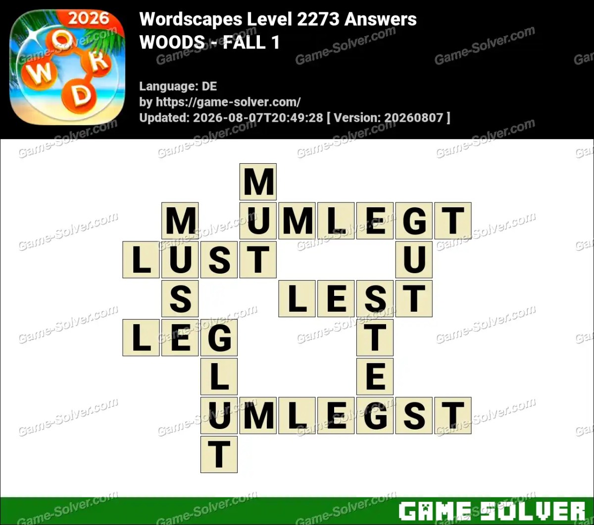 Wordscapes Deutsche Level 2273 Answers — WOODS - FALL 1