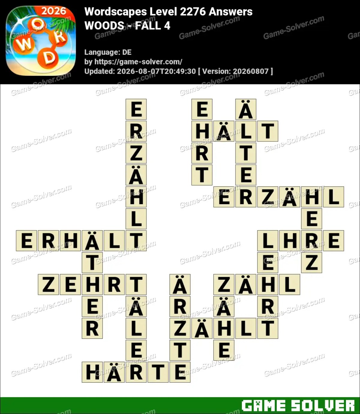Wordscapes Deutsche Level 2276 Answers — WOODS - FALL 4 Wordscapes Deutsche Level 2276 Answers — WOODS - FALL 4