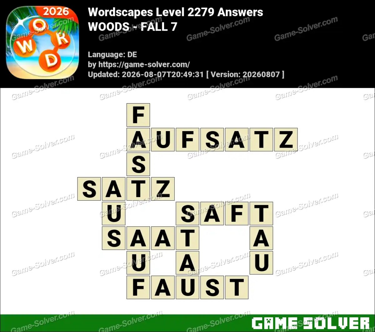 Wordscapes Deutsche Level 2279 Answers — WOODS - FALL 7 Wordscapes Deutsche Level 2279 Answers — WOODS - FALL 7