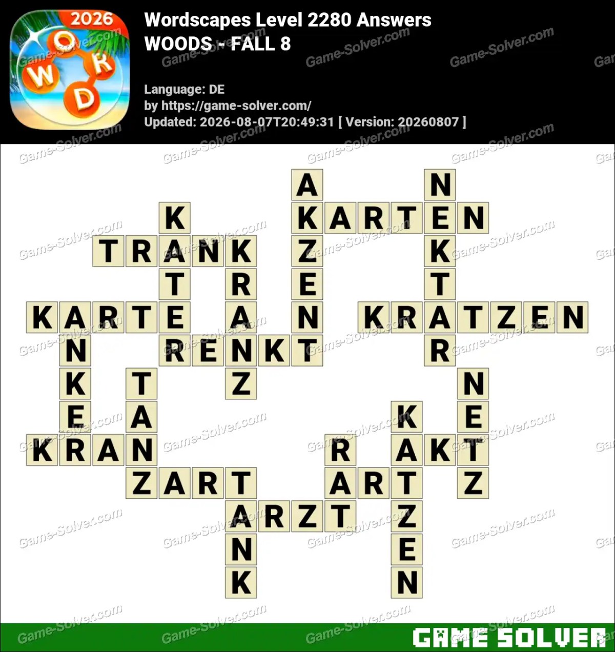 Wordscapes Deutsche Level 2280 Answers — WOODS - FALL 8 Wordscapes Deutsche Level 2280 Answers — WOODS - FALL 8