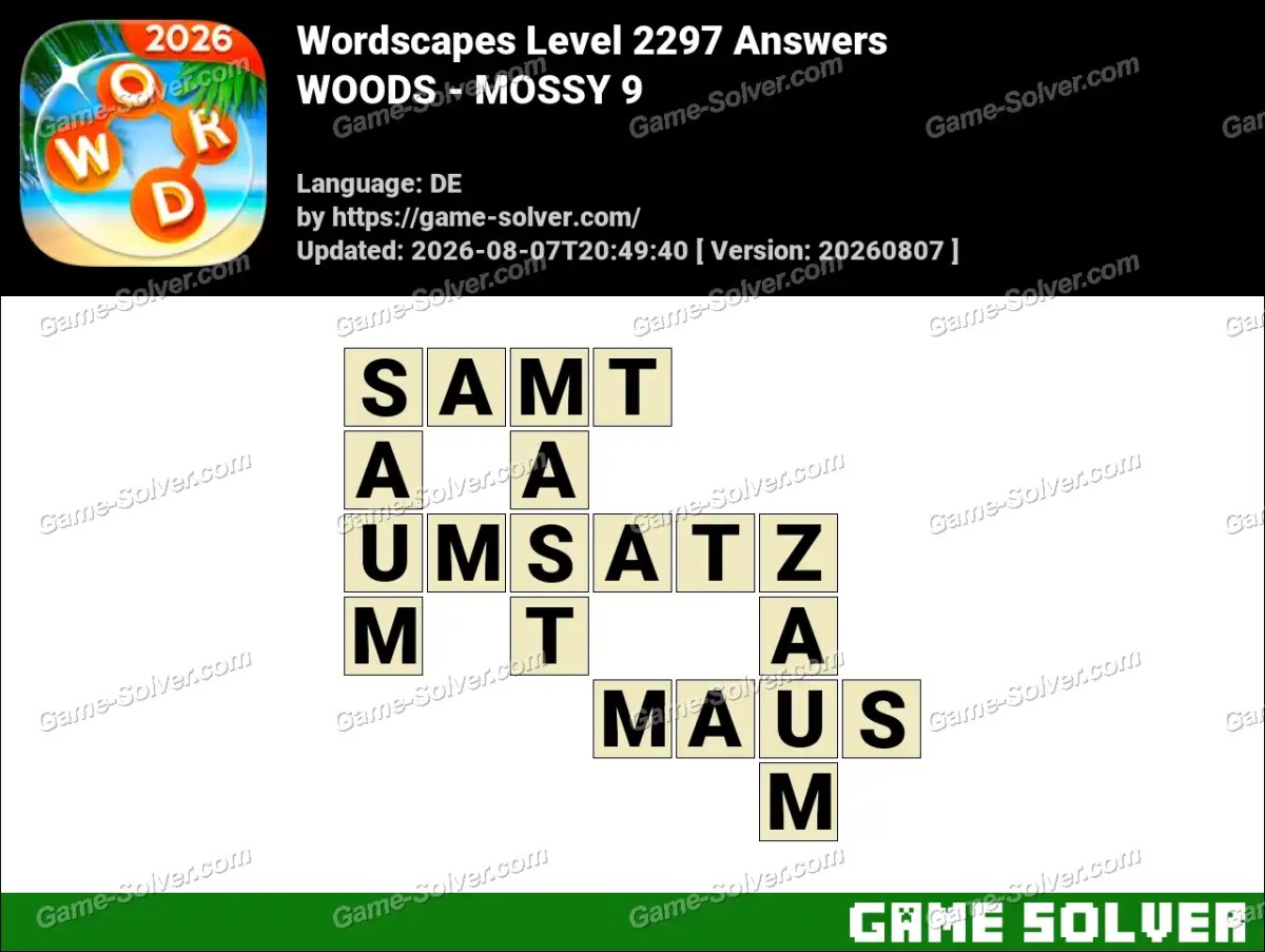 Wordscapes Deutsche Level 2297 Answers — WOODS - MOSSY 9 Wordscapes Deutsche Level 2297 Answers — WOODS - MOSSY 9