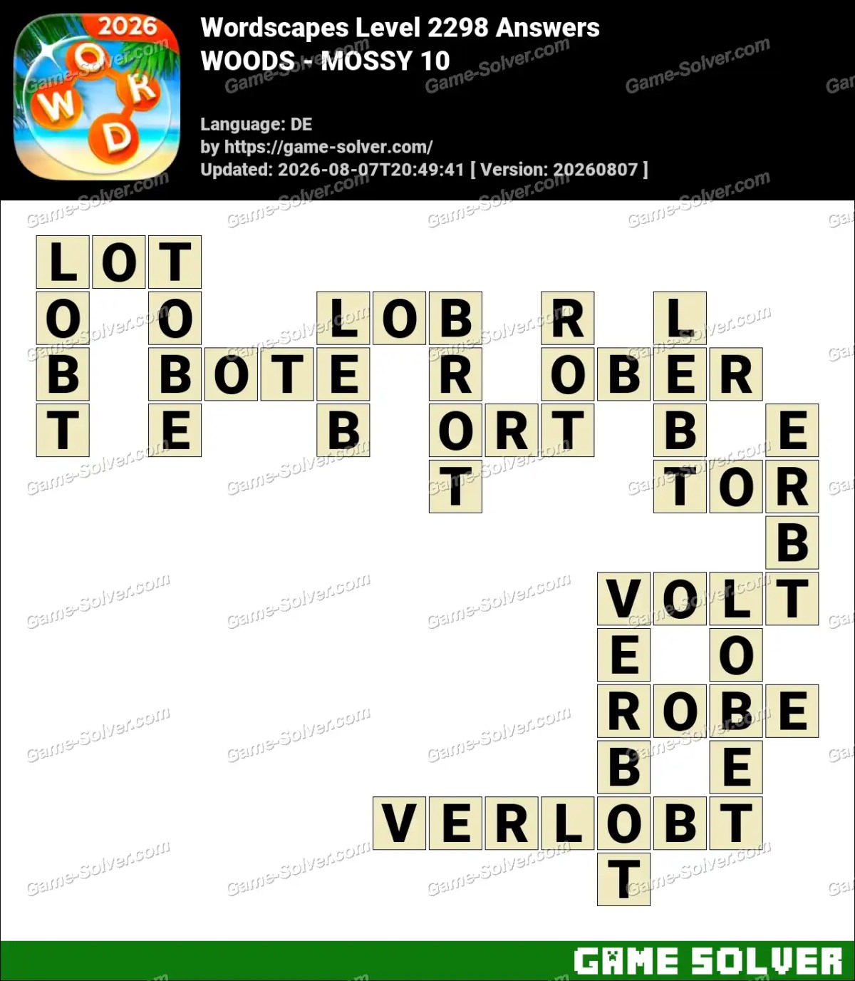 Wordscapes Deutsche Level 2298 Answers — WOODS - MOSSY 10 Wordscapes Deutsche Level 2298 Answers — WOODS - MOSSY 10