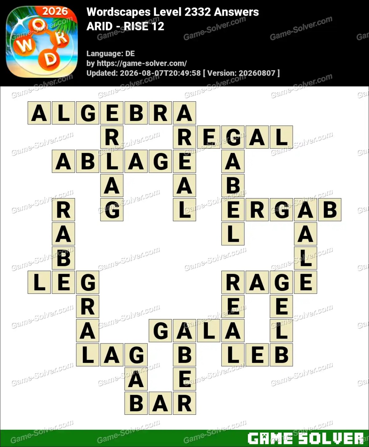 Wordscapes Deutsche Level 2332 Answers — ARID - RISE 12 Wordscapes Deutsche Level 2332 Answers — ARID - RISE 12