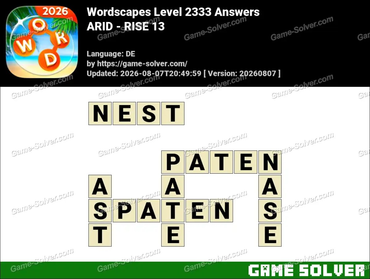 Wordscapes Deutsche Level 2333 Answers — ARID - RISE 13 Wordscapes Deutsche Level 2333 Answers — ARID - RISE 13