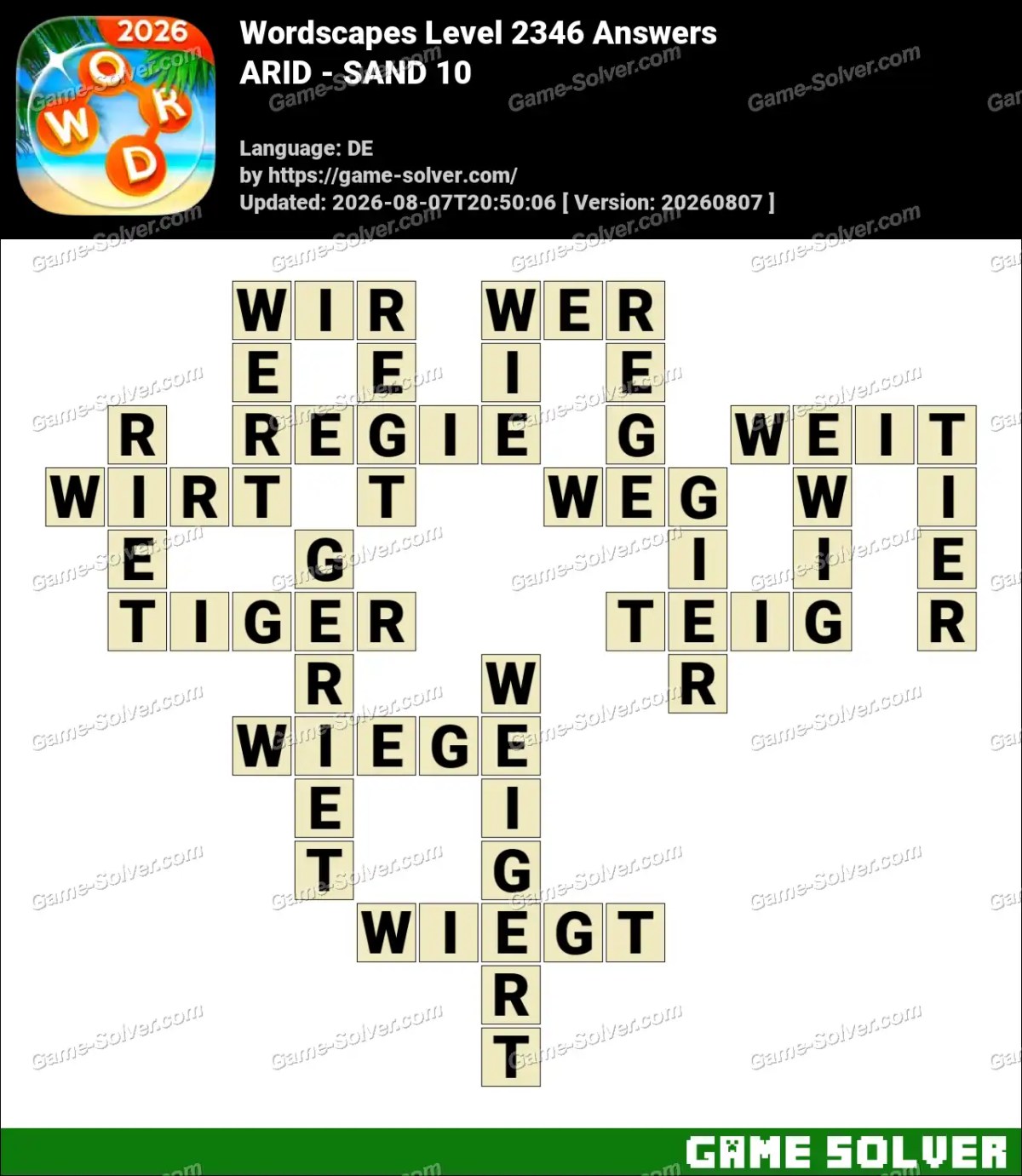Wordscapes Deutsche Level 2346 Answers — ARID - SAND 10 Wordscapes Deutsche Level 2346 Answers — ARID - SAND 10