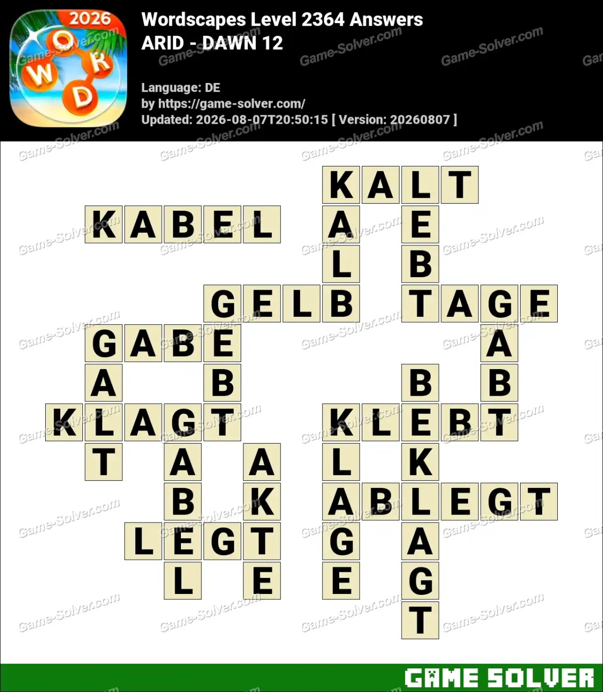 Wordscapes Deutsche Level 2364 Answers — ARID - DAWN 12 Wordscapes Deutsche Level 2364 Answers — ARID - DAWN 12