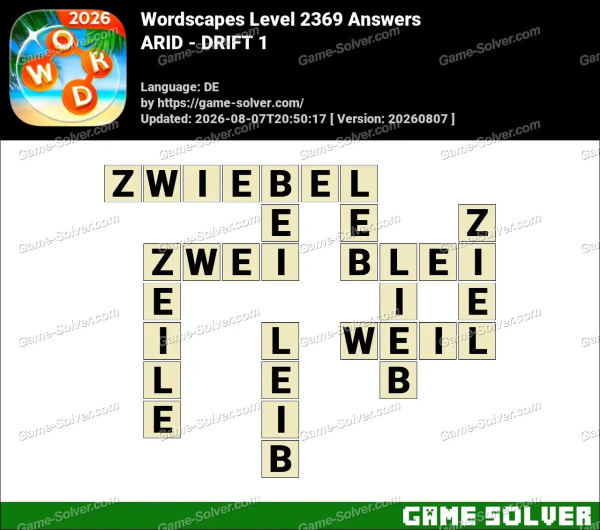 Wordscapes Deutsche Level 2369 Answers — ARID - DRIFT 1 Wordscapes Deutsche Level 2369 Answers — ARID - DRIFT 1