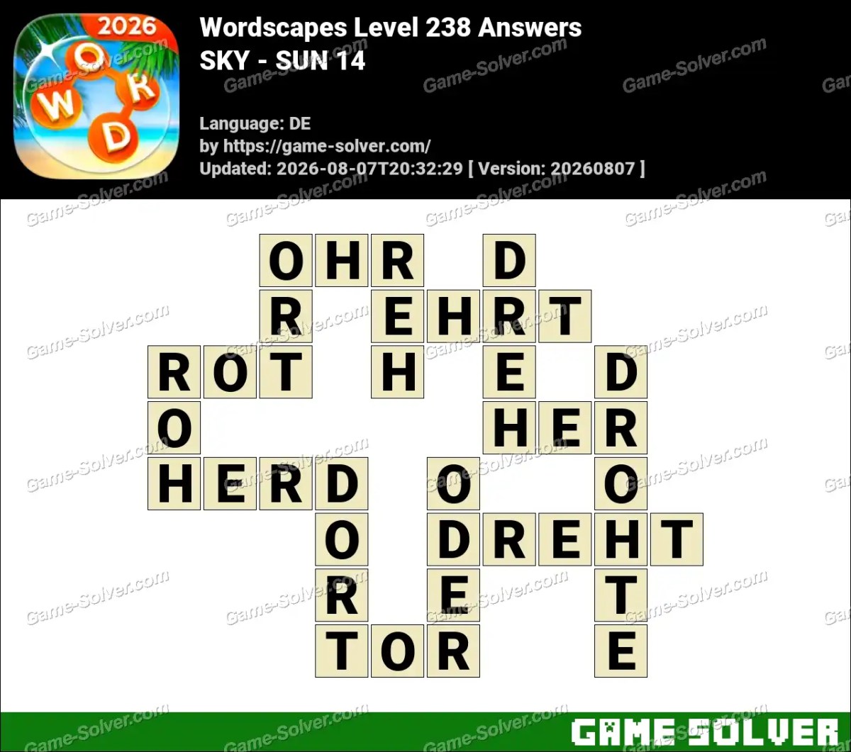Wordscapes Deutsche Level 238 Answers — SKY - SUN 14 Wordscapes Deutsche Level 238 Answers — SKY - SUN 14
