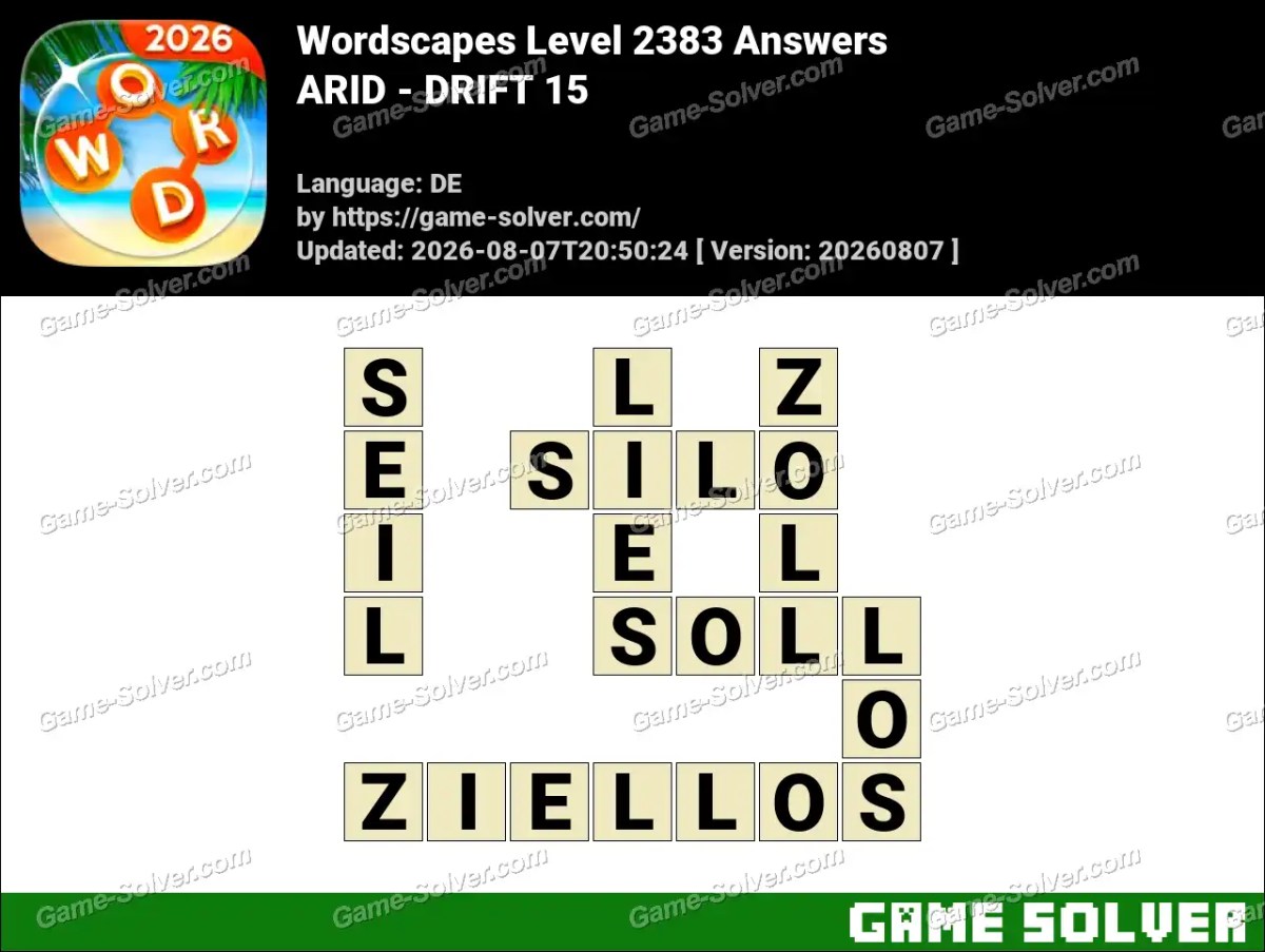Wordscapes Deutsche Level 2383 Answers — ARID - DRIFT 15 Wordscapes Deutsche Level 2383 Answers — ARID - DRIFT 15