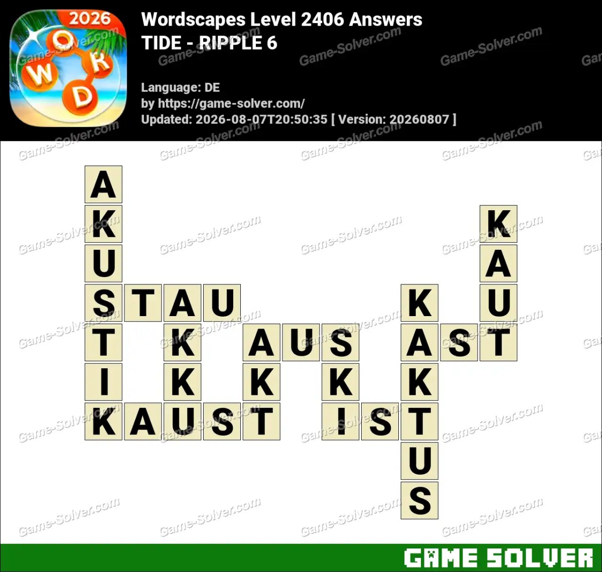 Wordscapes Deutsche Level 2406 Answers — TIDE - RIPPLE 6 Wordscapes Deutsche Level 2406 Answers — TIDE - RIPPLE 6
