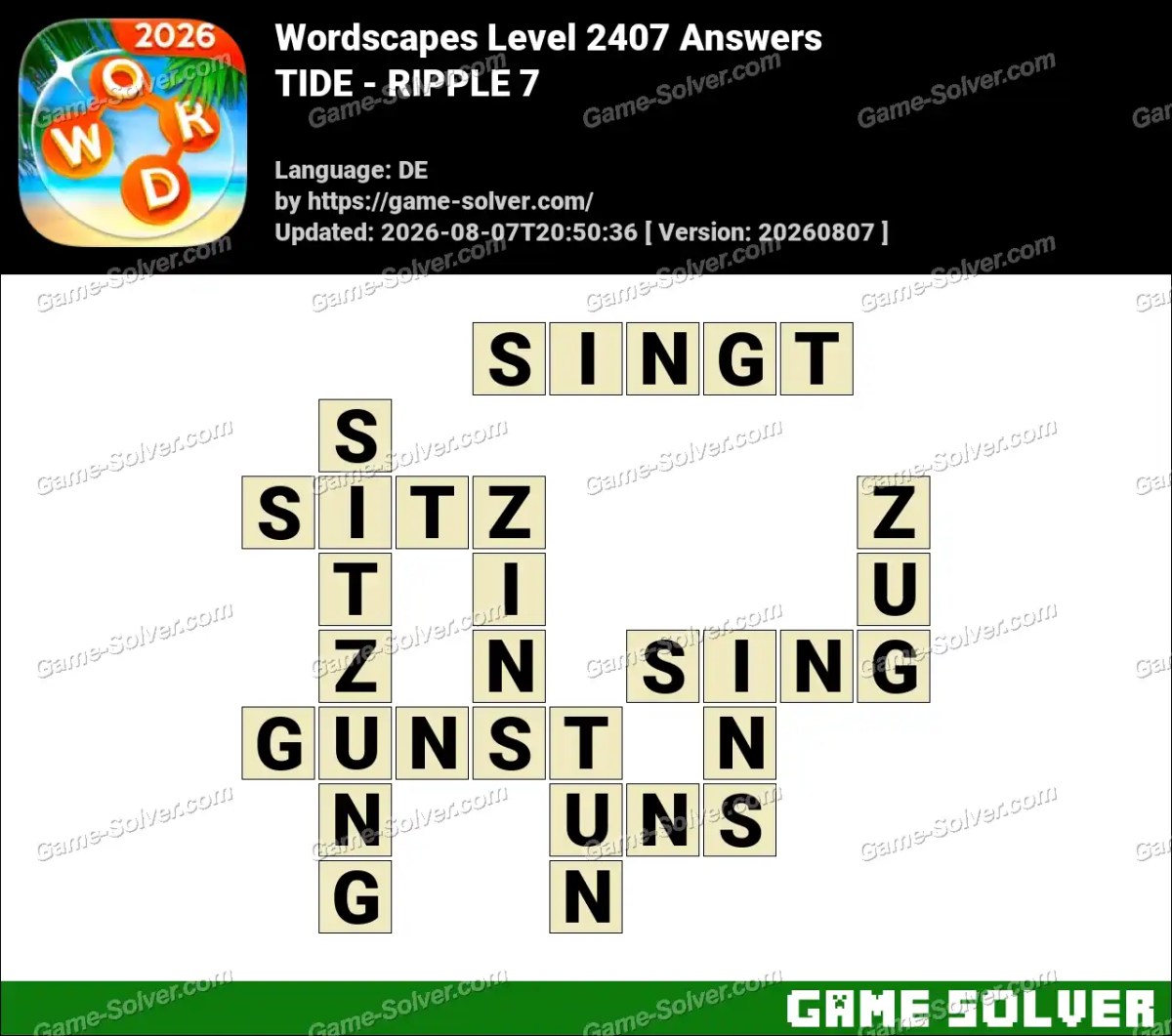 Wordscapes Deutsche Level 2407 Answers — TIDE - RIPPLE 7 Wordscapes Deutsche Level 2407 Answers — TIDE - RIPPLE 7