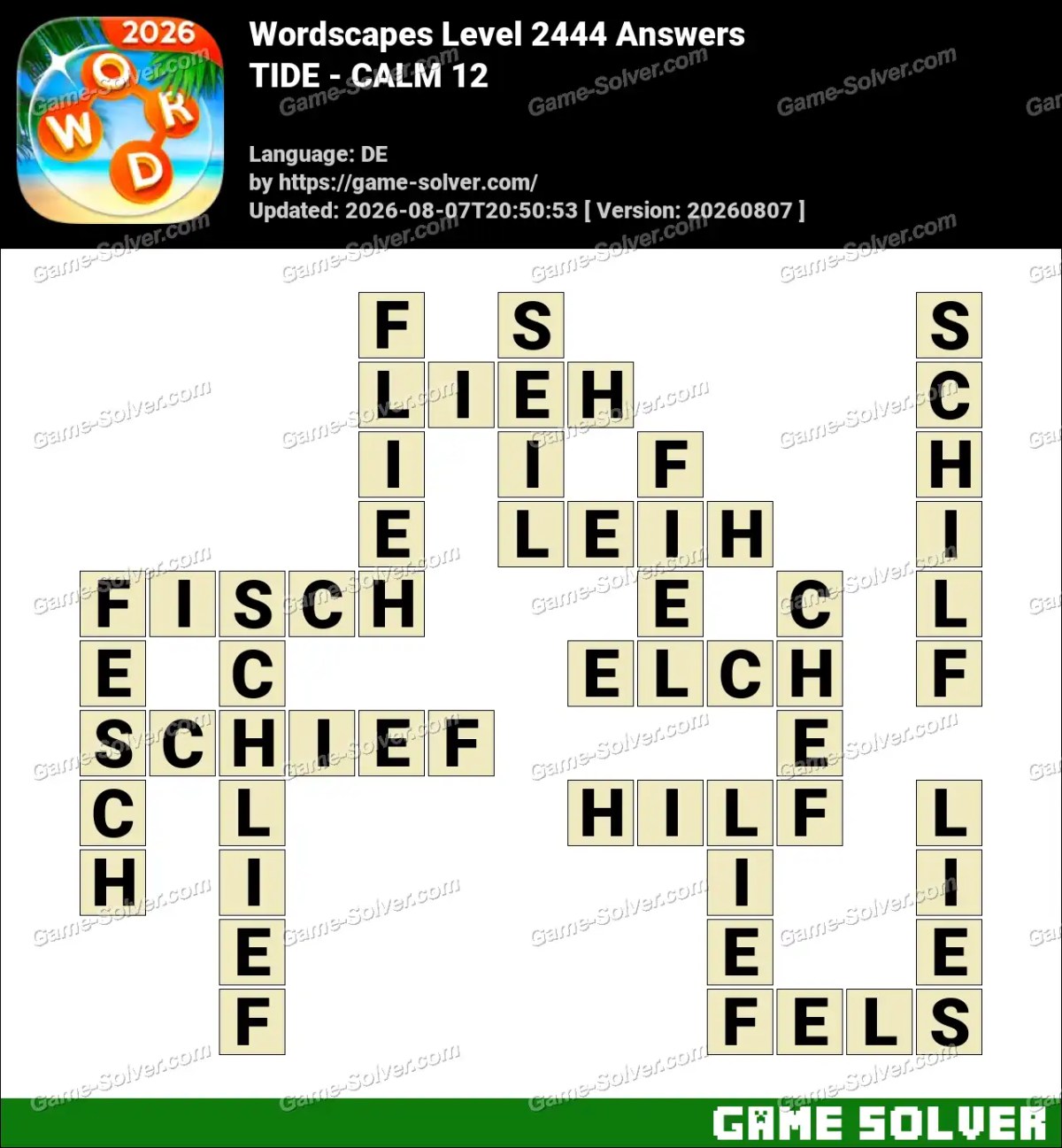 Wordscapes Deutsche Level 2444 Answers — TIDE - CALM 12 Wordscapes Deutsche Level 2444 Answers — TIDE - CALM 12