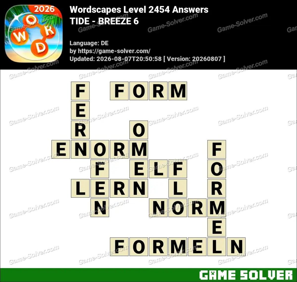 Wordscapes Deutsche Level 2454 Answers — TIDE - BREEZE 6