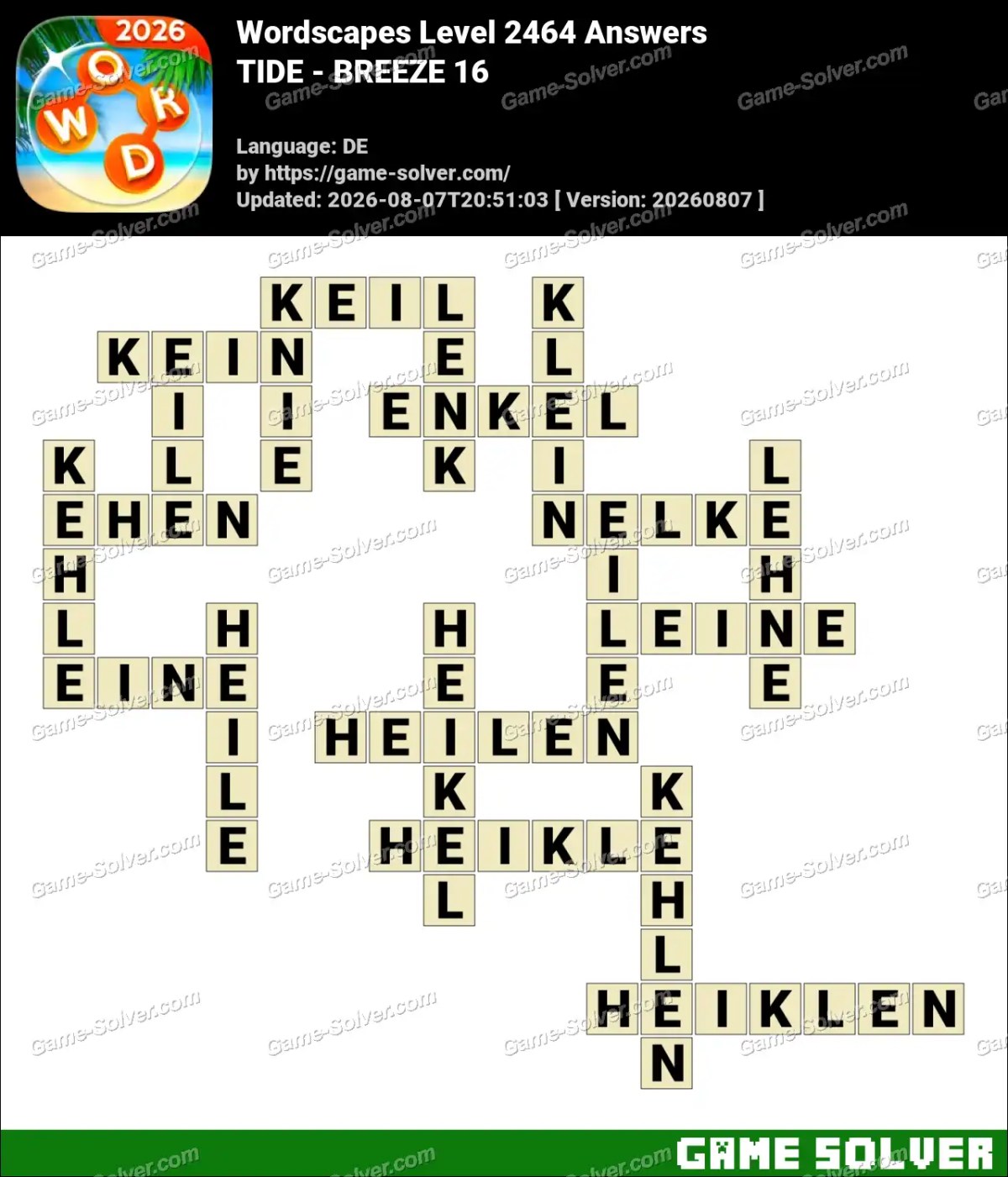 Wordscapes Deutsche Level 2464 Answers — TIDE - BREEZE 16 Wordscapes Deutsche Level 2464 Answers — TIDE - BREEZE 16