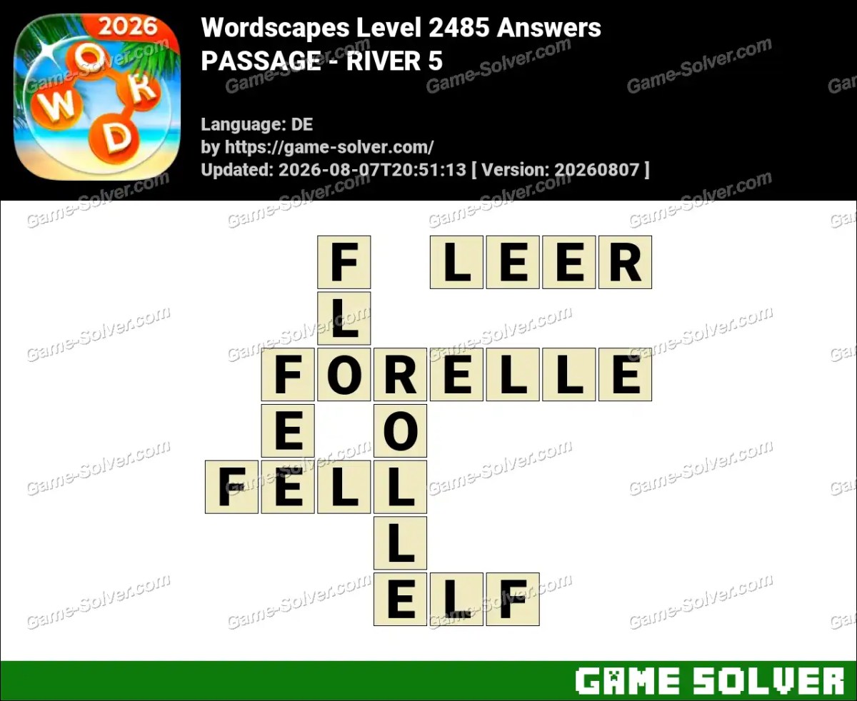 Wordscapes Deutsche Level 2485 Answers — PASSAGE - RIVER 5 Wordscapes Deutsche Level 2485 Answers — PASSAGE - RIVER 5