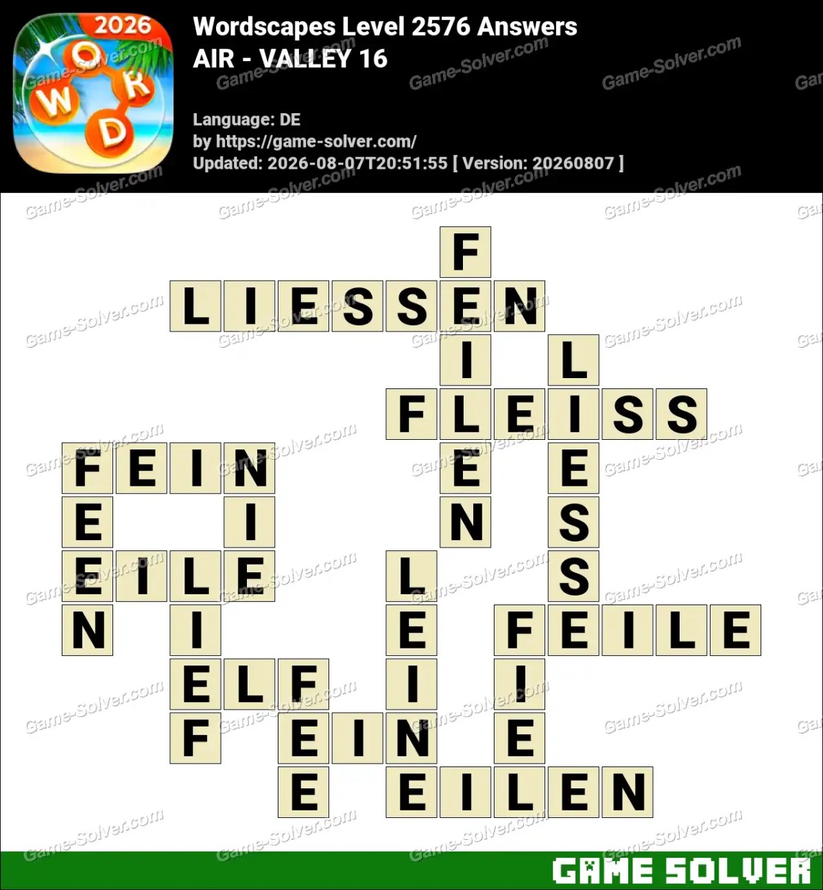 Wordscapes Deutsche Level 2576 Answers — AIR - VALLEY 16 Wordscapes Deutsche Level 2576 Answers — AIR - VALLEY 16