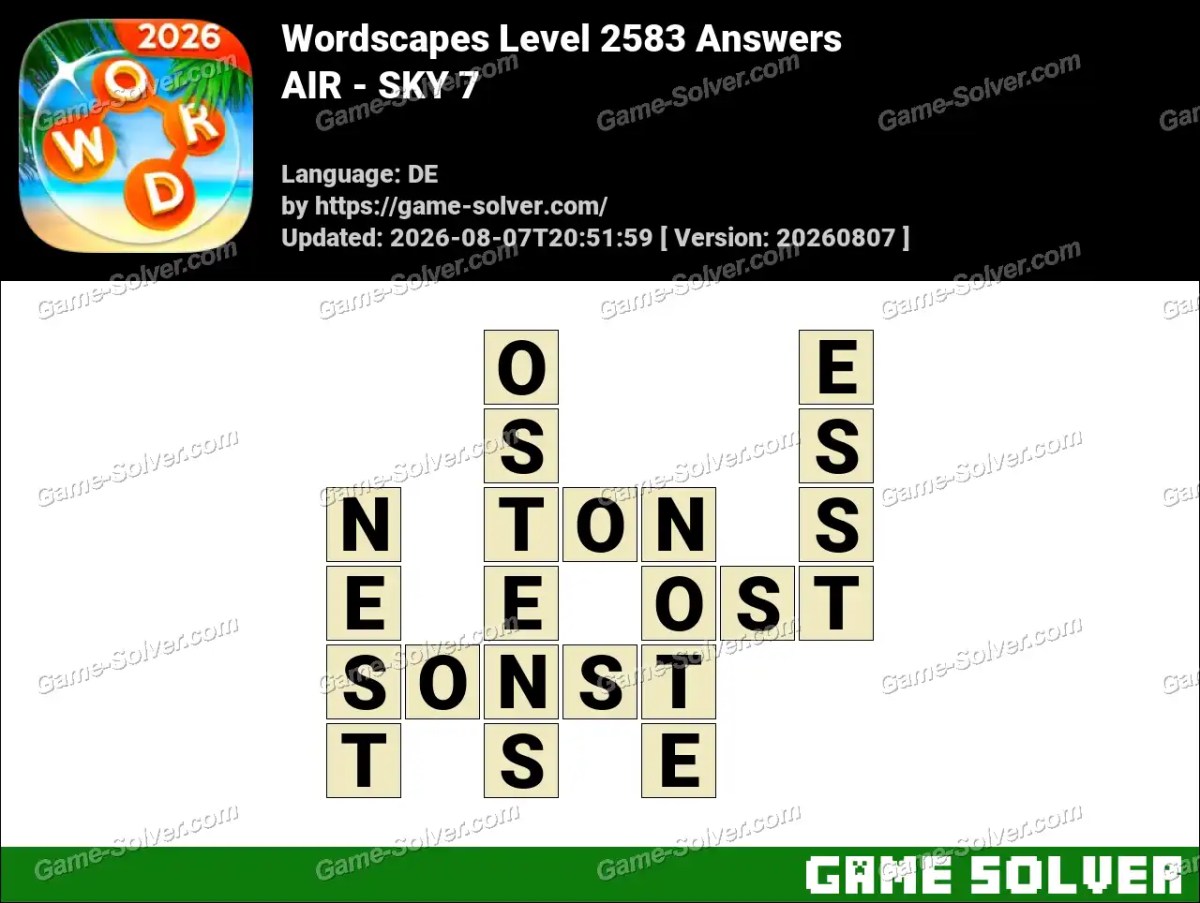Wordscapes Deutsche Level 2583 Answers — AIR - SKY 7 Wordscapes Deutsche Level 2583 Answers — AIR - SKY 7