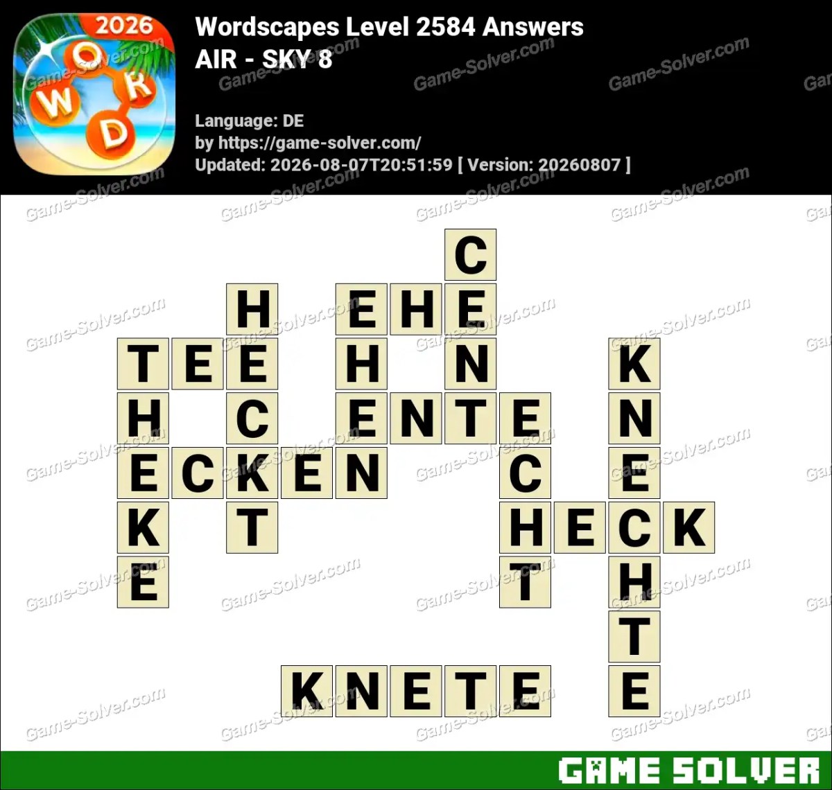 Wordscapes Deutsche Level 2584 Answers — AIR - SKY 8