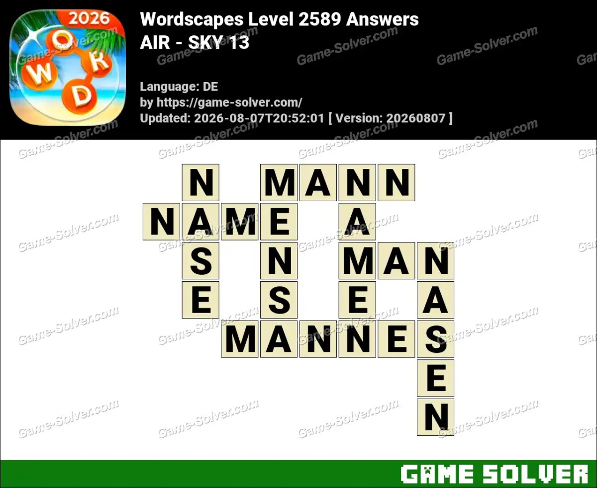 Wordscapes Deutsche Level 2589 Answers — AIR - SKY 13