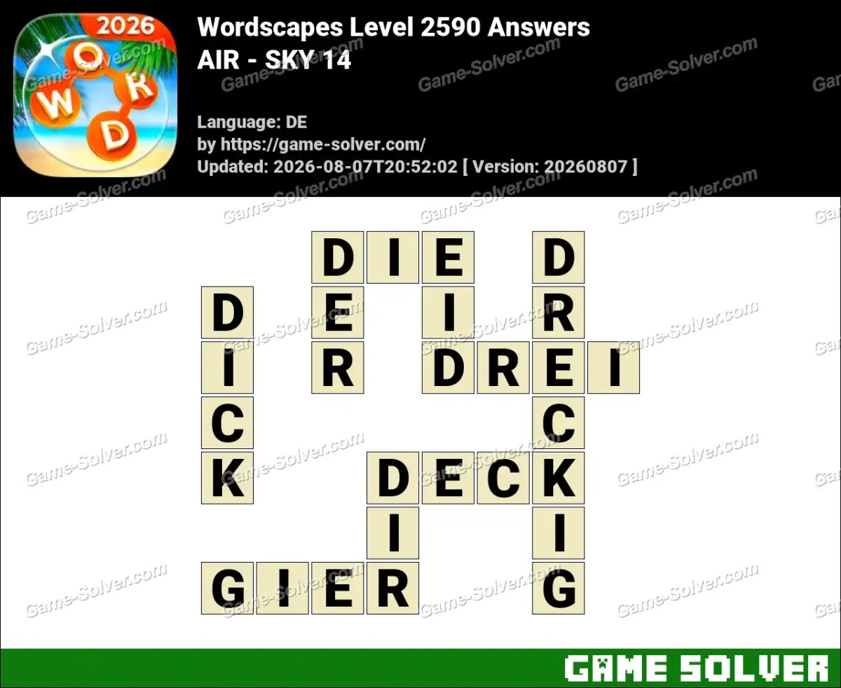 Wordscapes Deutsche Level 2590 Answers — AIR - SKY 14