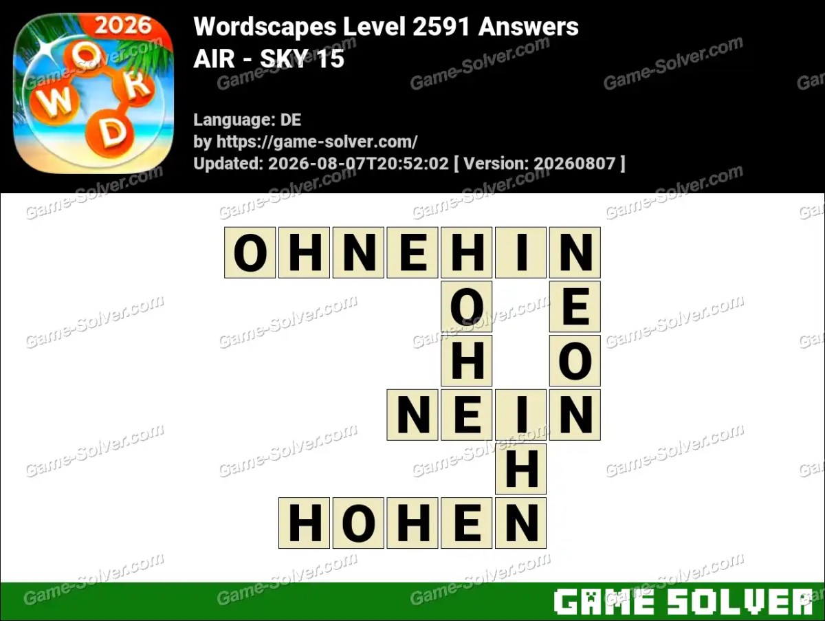 Wordscapes Deutsche Level 2591 Answers — AIR - SKY 15