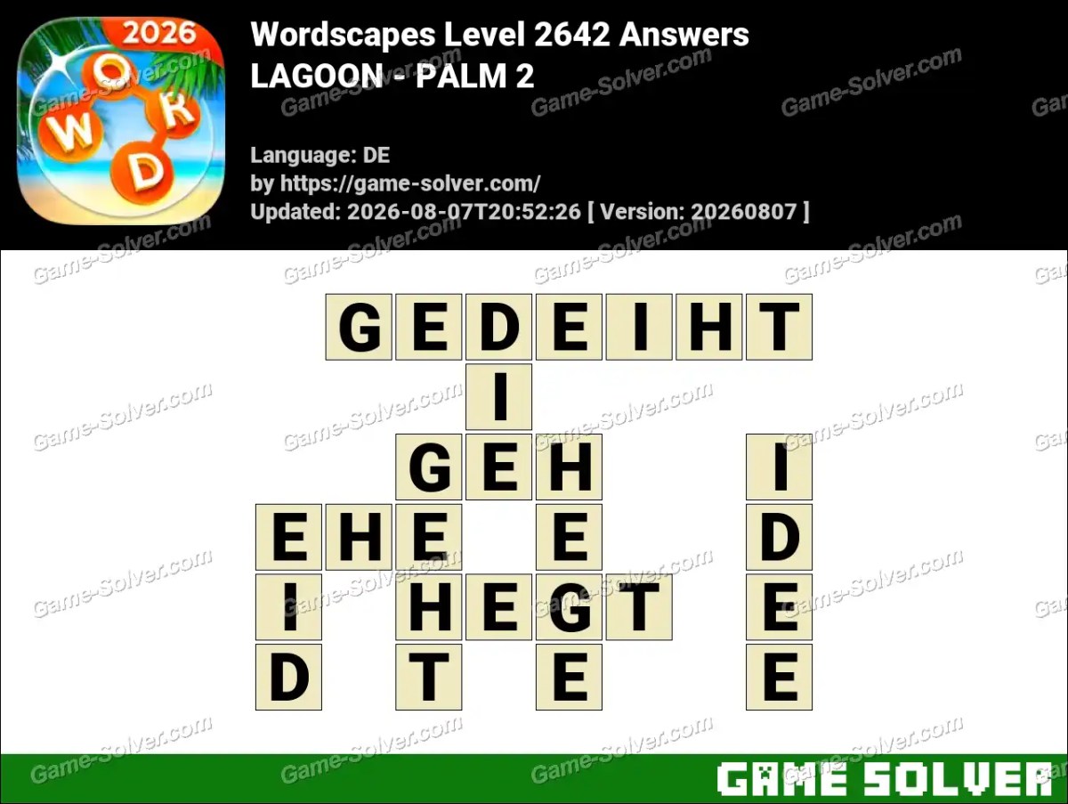 Wordscapes Deutsche Level 2642 Answers — LAGOON - PALM 2