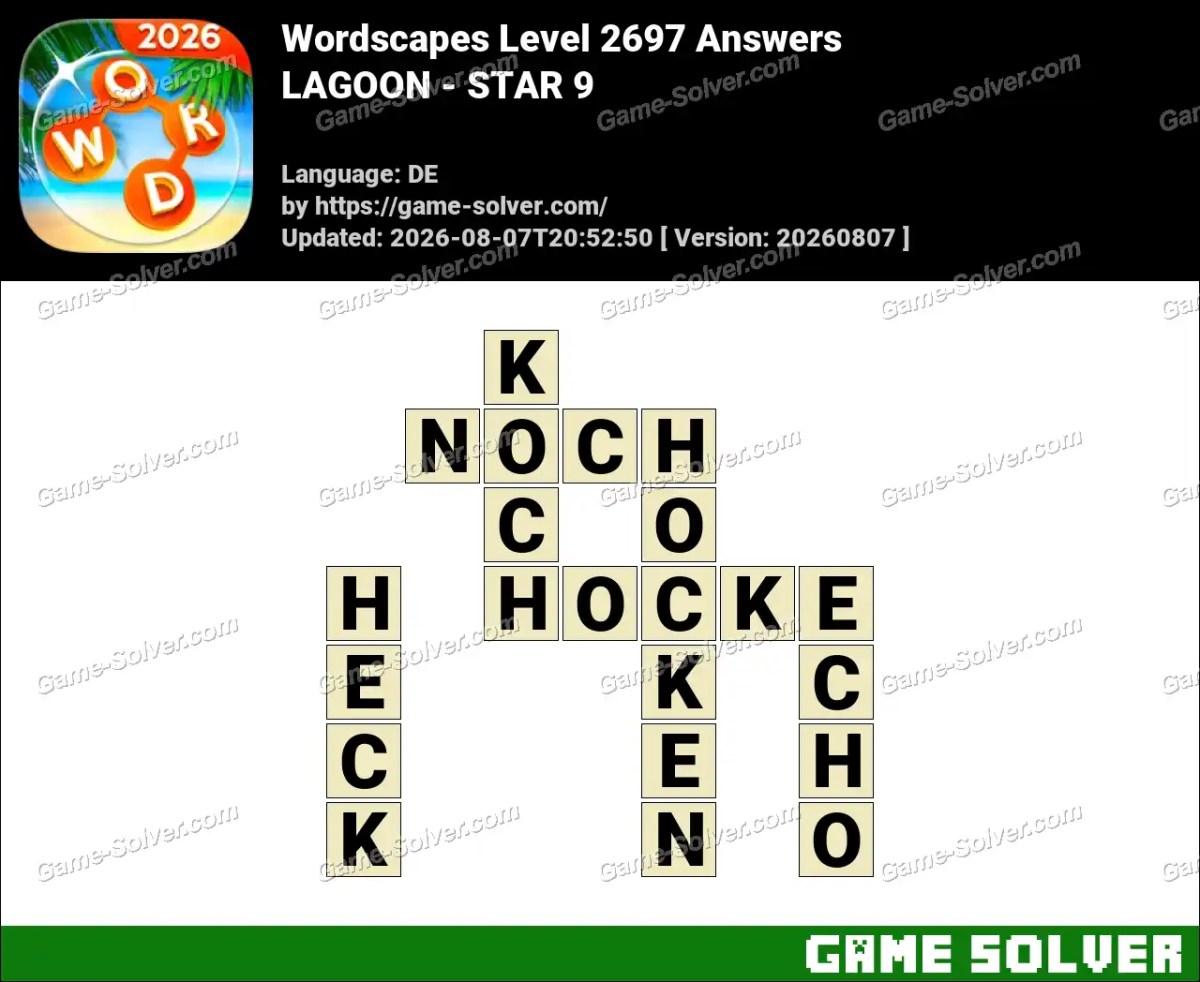 Wordscapes Deutsche Level 2697 Answers — LAGOON - STAR 9