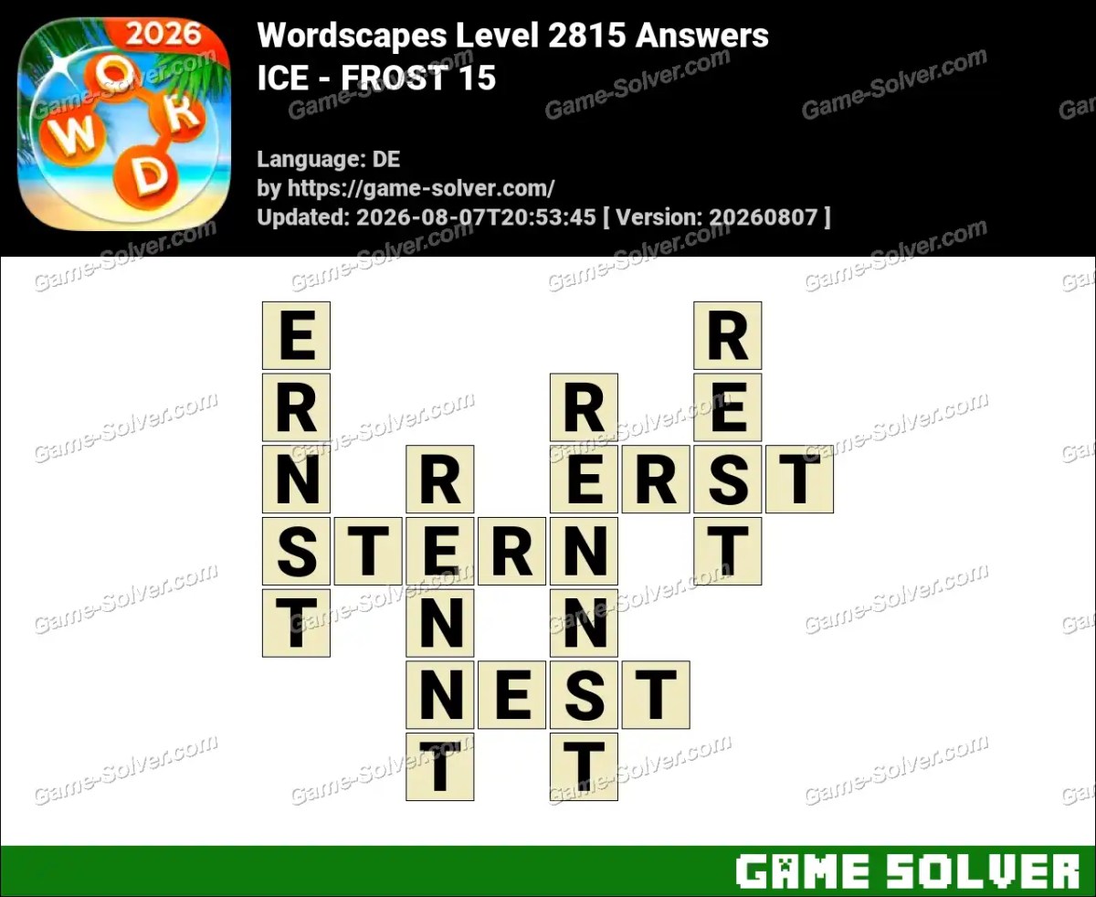Wordscapes Deutsche Level 2815 Answers — ICE - FROST 15