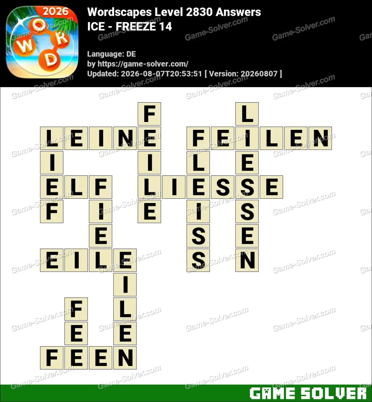 Wordscapes Deutsche Level 2830 Answers — ICE - FREEZE 14 Wordscapes Deutsche Level 2830 Answers — ICE - FREEZE 14