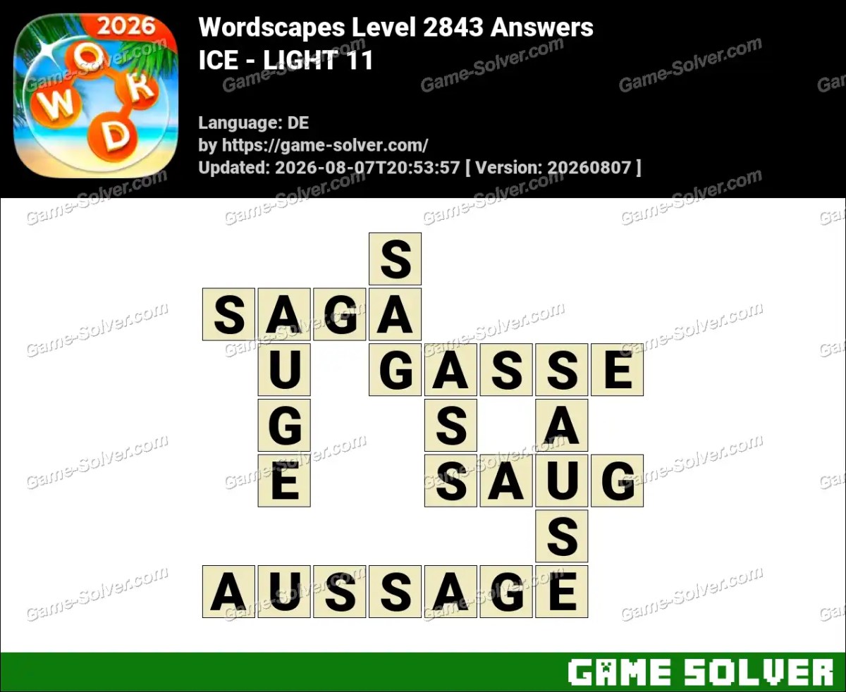 Wordscapes Deutsche Level 2843 Answers — ICE - LIGHT 11 Wordscapes Deutsche Level 2843 Answers — ICE - LIGHT 11