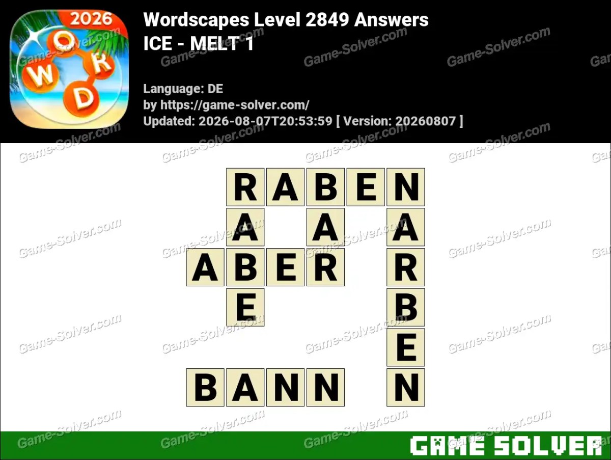Wordscapes Deutsche Level 2849 Answers — ICE - MELT 1 Wordscapes Deutsche Level 2849 Answers — ICE - MELT 1