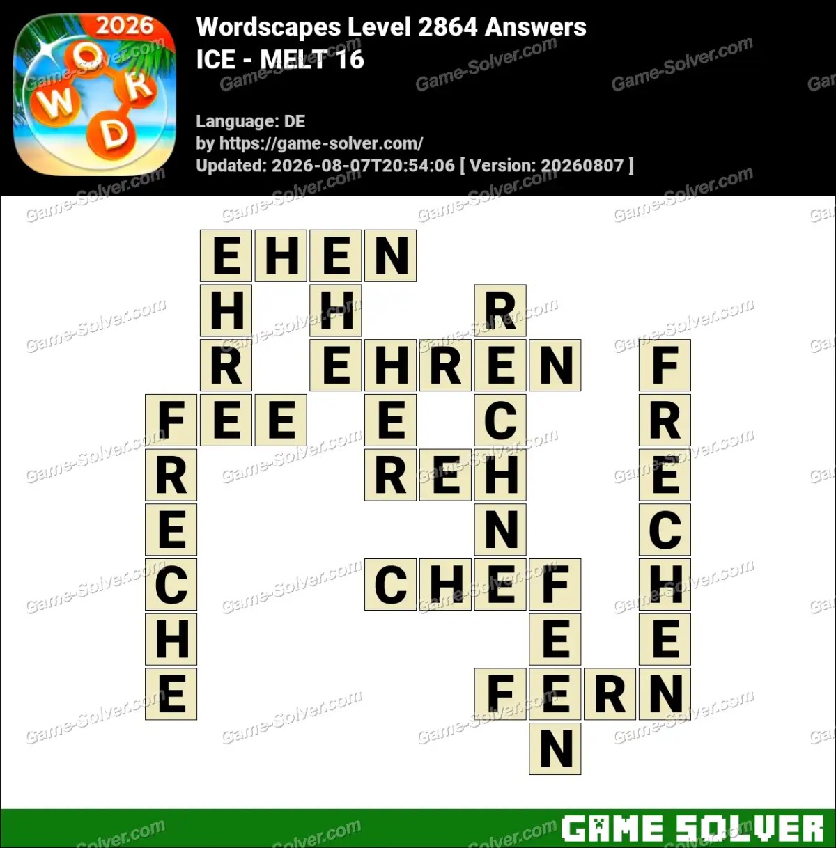 Wordscapes Deutsche Level 2864 Answers — ICE - MELT 16 Wordscapes Deutsche Level 2864 Answers — ICE - MELT 16