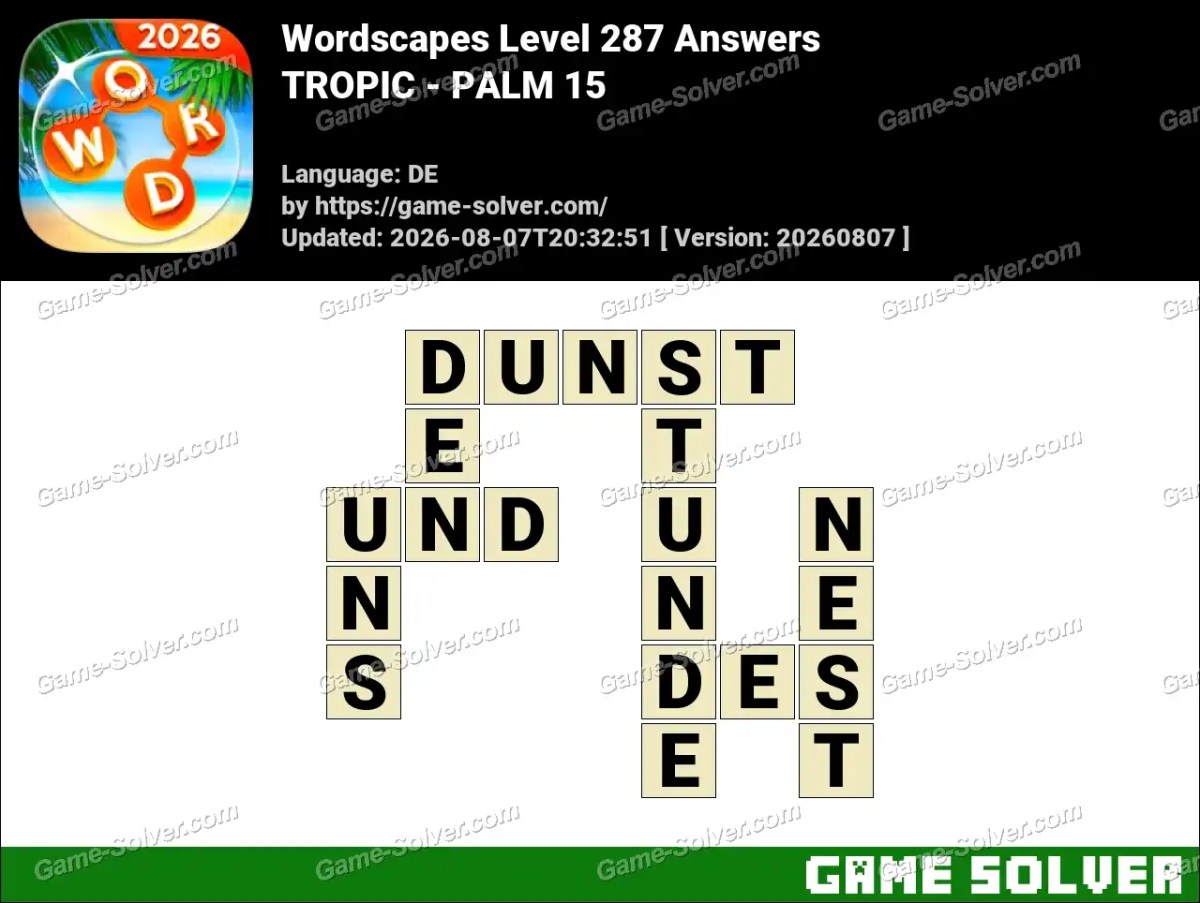 Wordscapes Deutsche Level 287 Answers — TROPIC - PALM 15 Wordscapes Deutsche Level 287 Answers — TROPIC - PALM 15