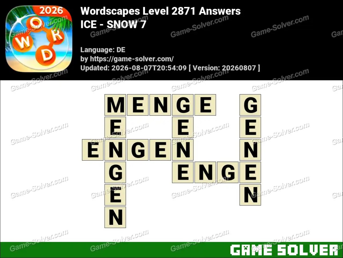 Wordscapes Deutsche Level 2871 Answers — ICE - SNOW 7 Wordscapes Deutsche Level 2871 Answers — ICE - SNOW 7