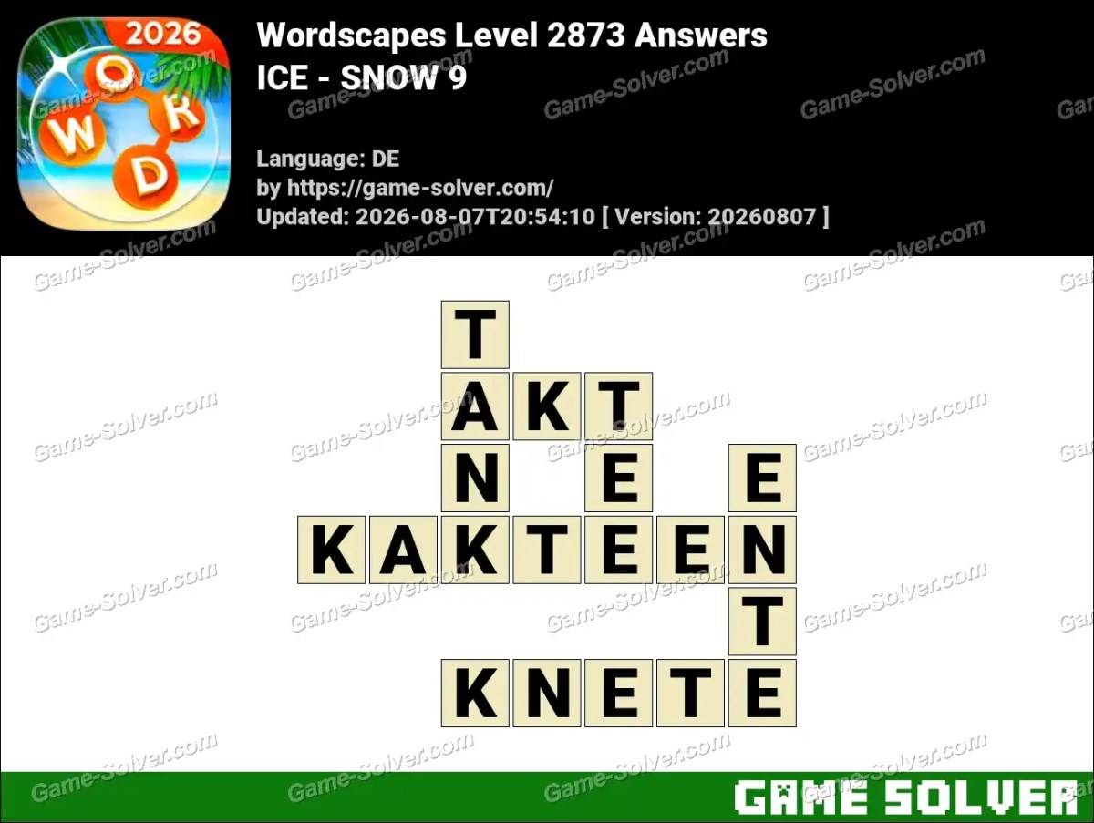 Wordscapes Deutsche Level 2873 Answers — ICE - SNOW 9