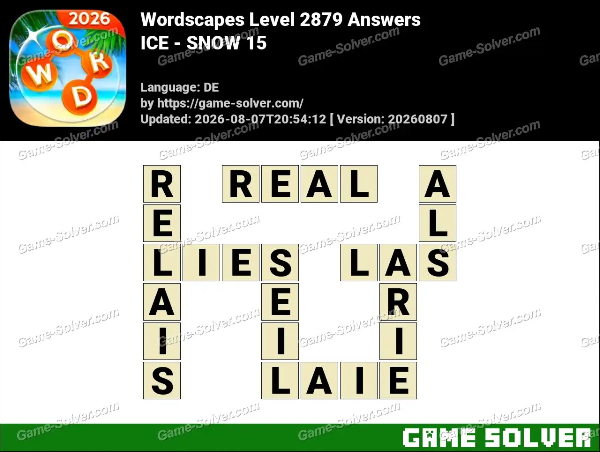 Wordscapes Deutsche Level 2879 Answers — ICE - SNOW 15