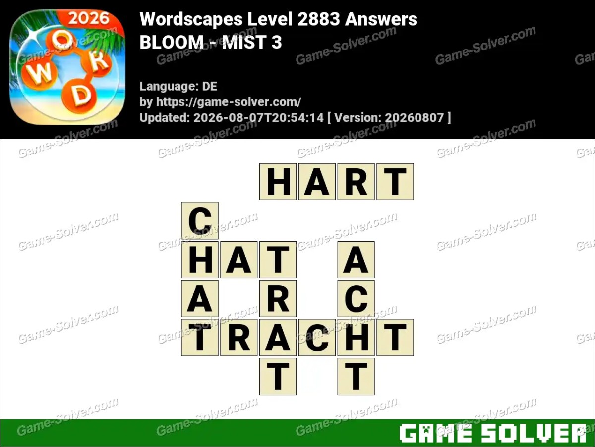 Wordscapes Deutsche Level 2883 Answers — BLOOM - MIST 3