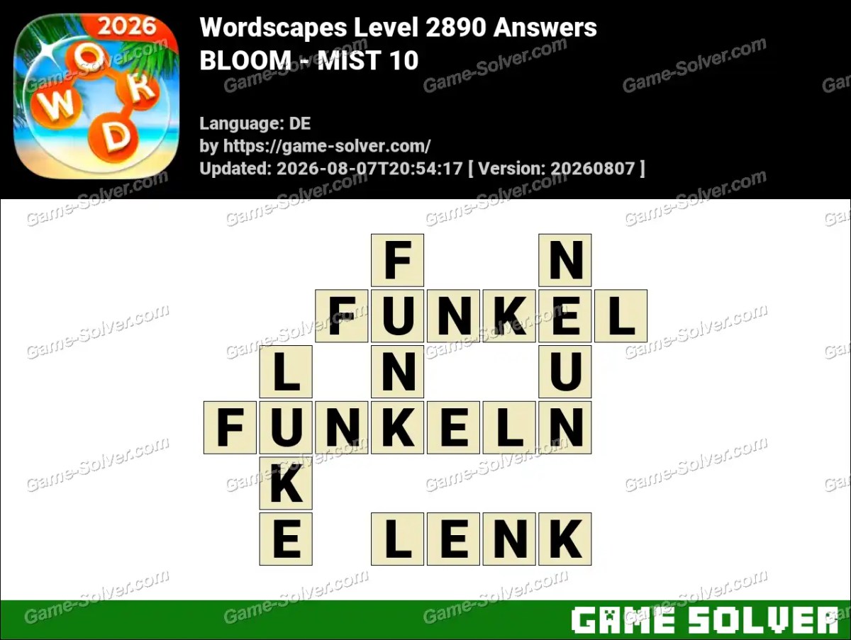 Wordscapes Deutsche Level 2890 Answers — BLOOM - MIST 10 Wordscapes Deutsche Level 2890 Answers — BLOOM - MIST 10