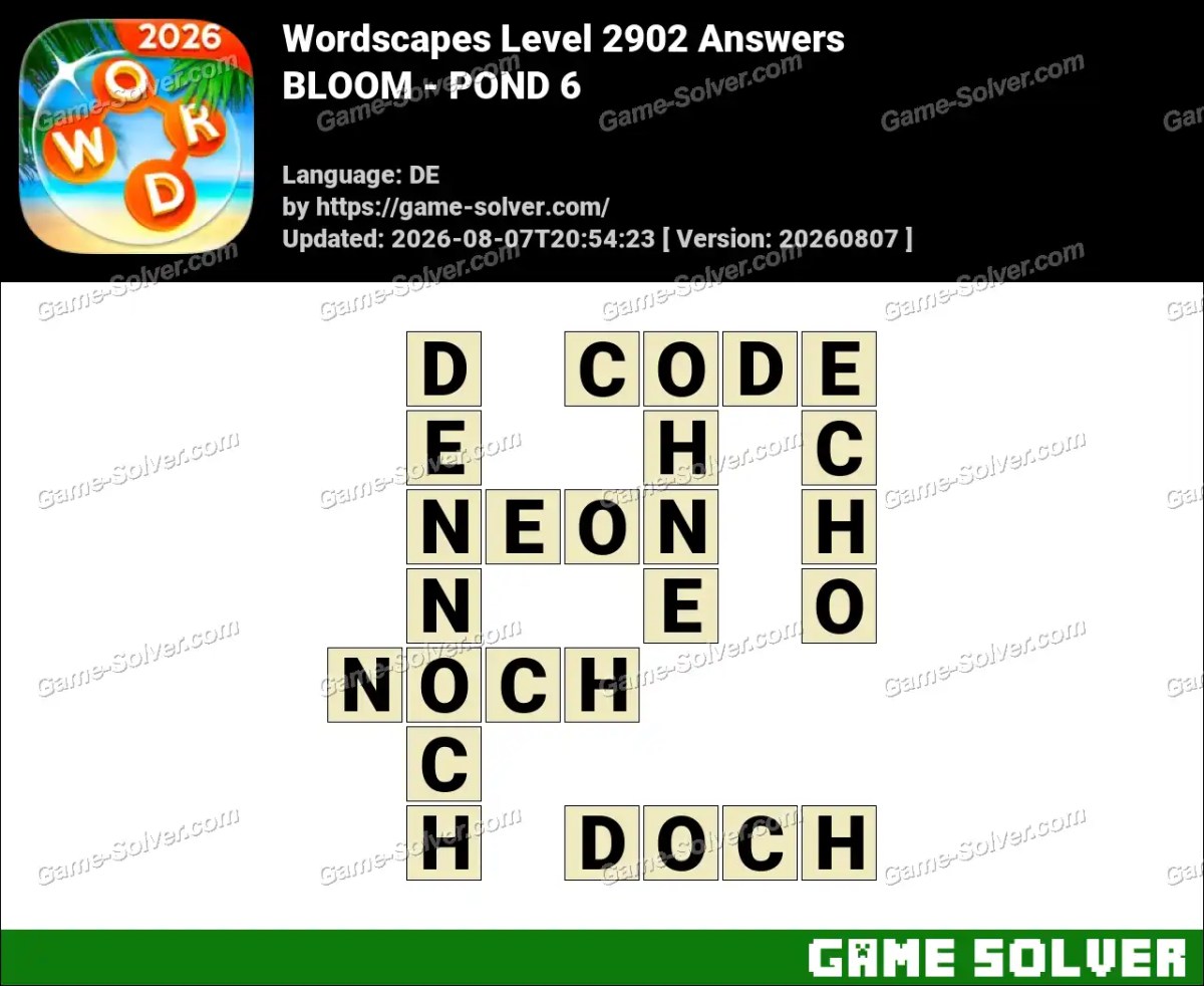 Wordscapes Deutsche Level 2902 Answers — BLOOM - POND 6 Wordscapes Deutsche Level 2902 Answers — BLOOM - POND 6
