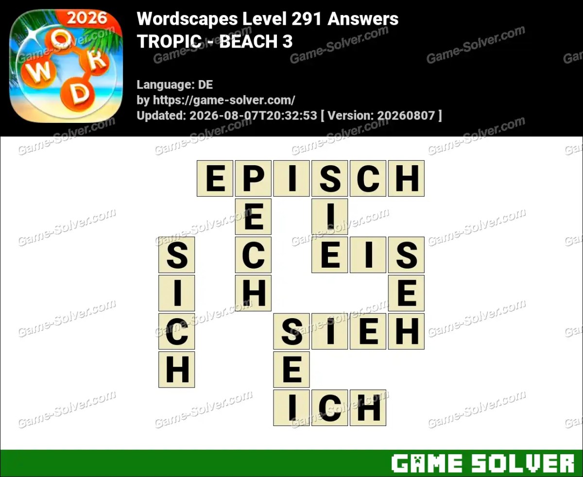 Wordscapes Deutsche Level 291 Answers — TROPIC - BEACH 3 Wordscapes Deutsche Level 291 Answers — TROPIC - BEACH 3